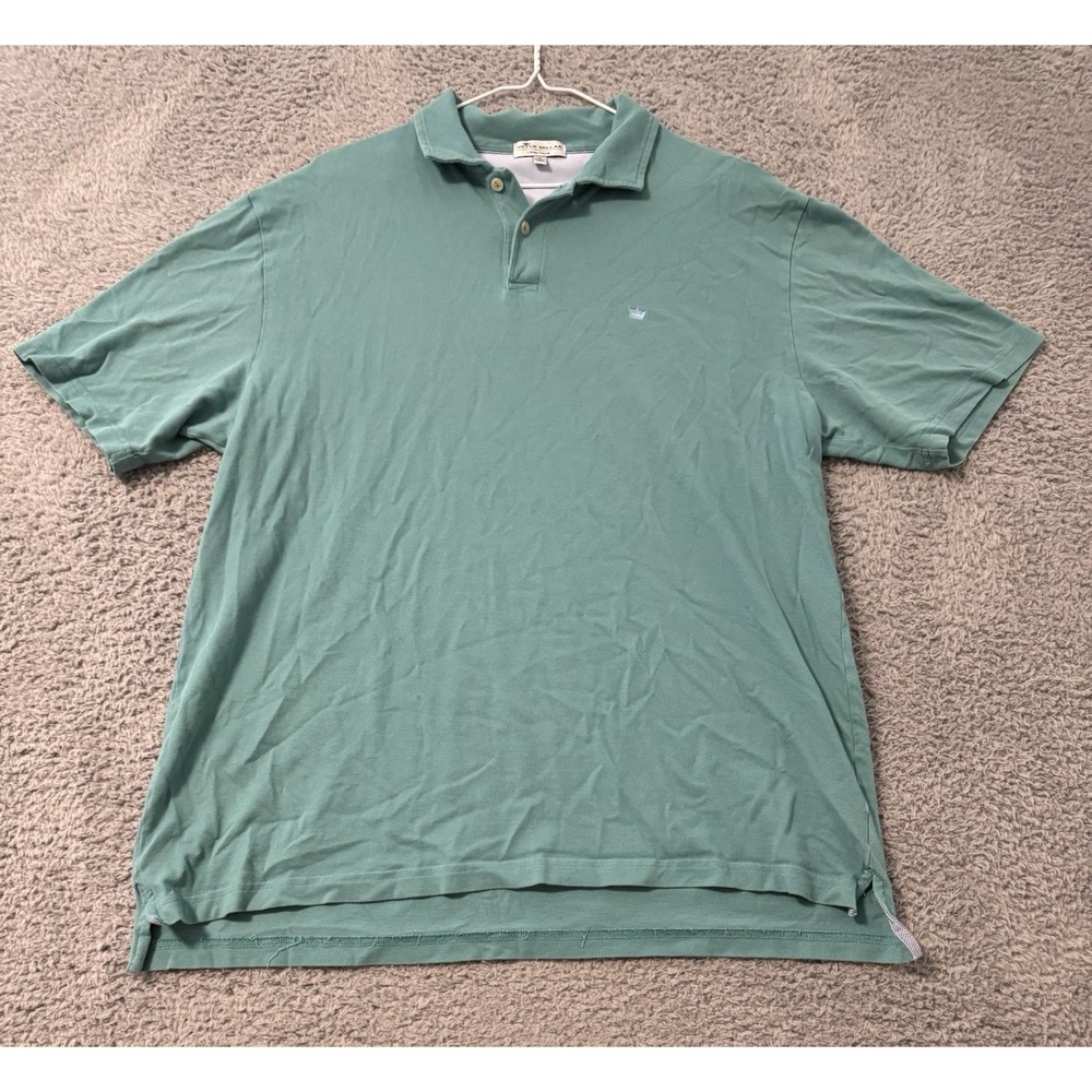 PETER MILLAR CROWN FINISH SHORT SLEEVE POLO SHIRT GREEN MENS‎ LARGE
